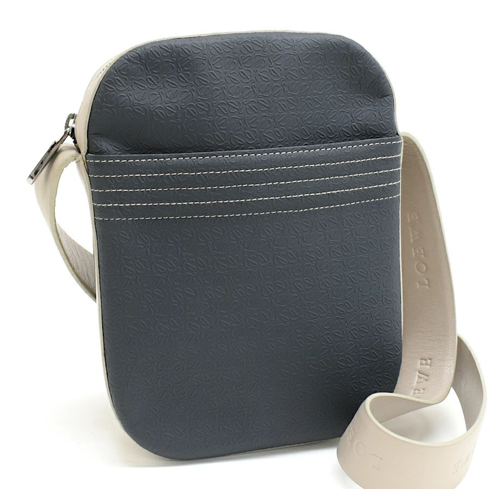 Loewe Repeat Anagram Crossbody Bag Leather Blue Gray